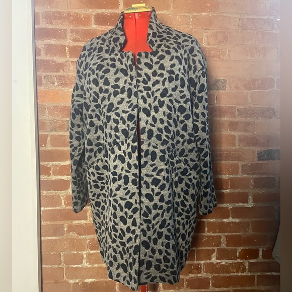 EUC Jade Melody Tam Leopard Overcoat, grey and blue, L - Picture 2 of 10